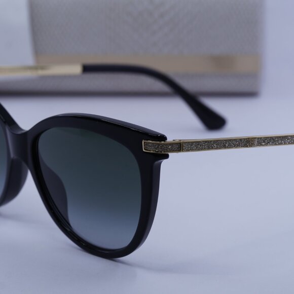 Jimmy Choo AXELLE/G/S 0807 9O Cat Eye Sunglasses - Black/Gold/Grey - Picture 4 of 10